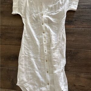 White Button-Down cover up dress